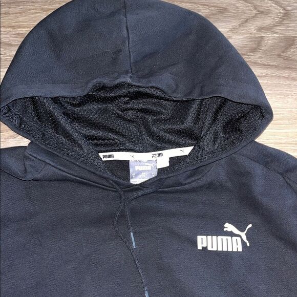 Black White Puma hoodie hooded running track sweatshirt jacket XL - Picture 6 of 6